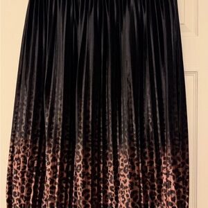 Chico's Black and Brown Leopard Midi Skirt